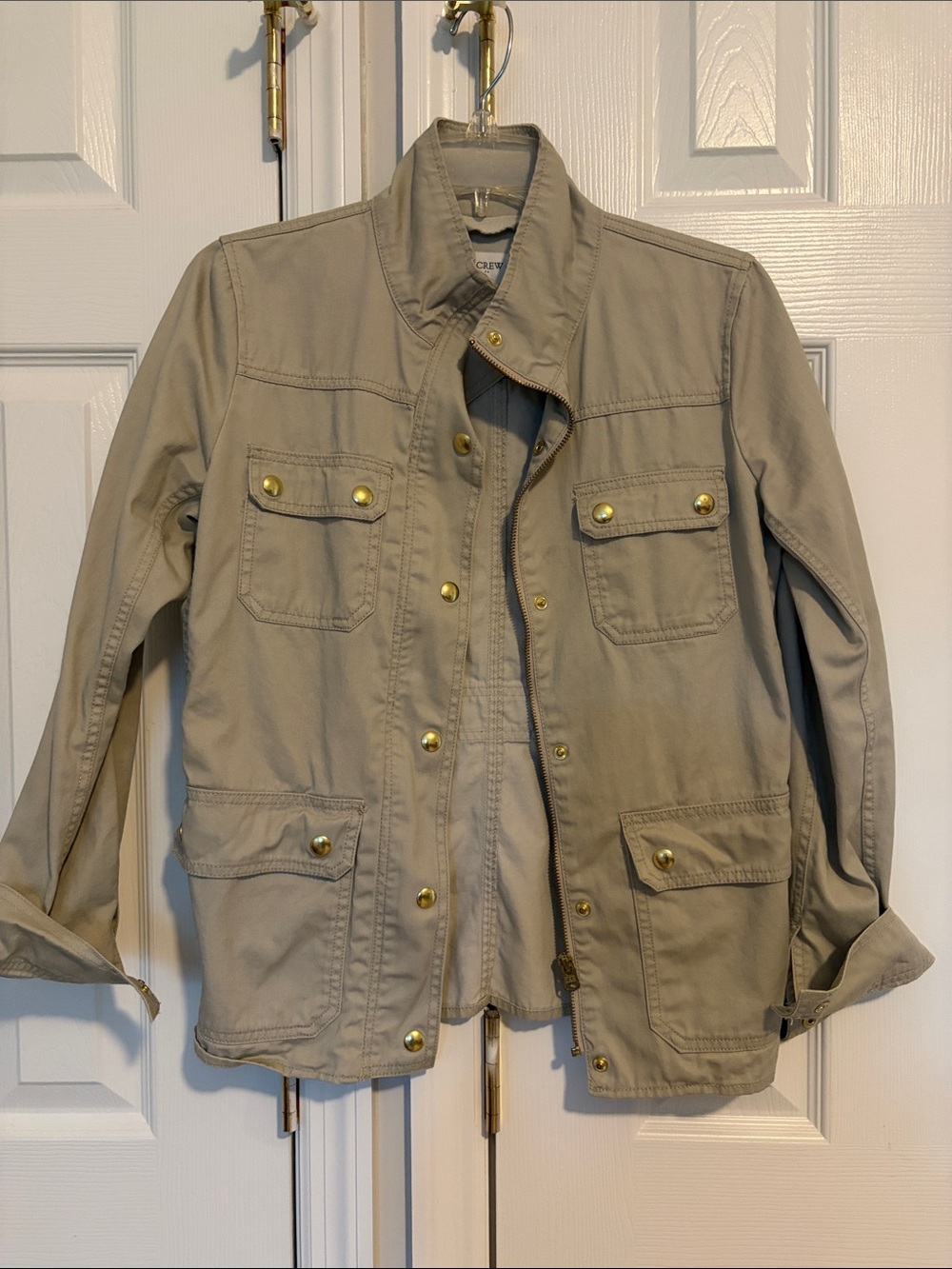 J. Crew Khaki Utility Field Jacket with Gold-Tone Hardware